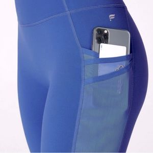 Motion365 by Fabletics cropped legging with mesh side panel in dark blue